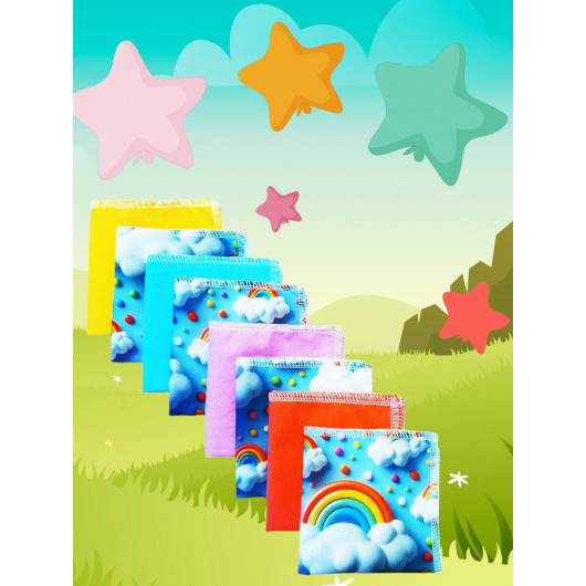 Pañuelos de algodón lavables y reutilizables - ARCO IRIS (efecto 3D)