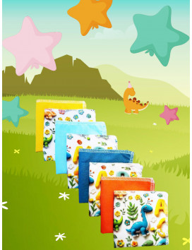 Washable and reusable cotton handkerchiefs - DINOSAURS (3D effect)