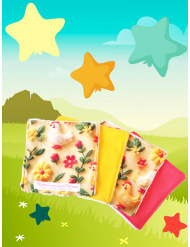 Grandes lingettes lavables LA FERME - 3D (lot de 4)