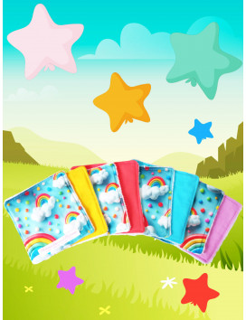 Grandes lingettes lavables RAINBOW effet 3D (lot de 8)