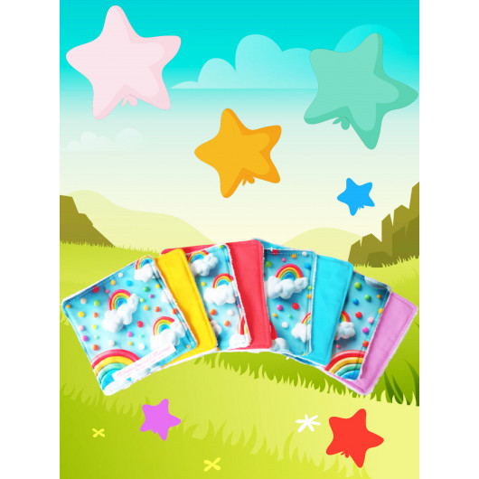 Grandes lingettes lavables RAINBOW effet 3D (lot de 8)