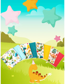 Grandes lingettes lavables DINOSAURES - 3D (lot de 8)