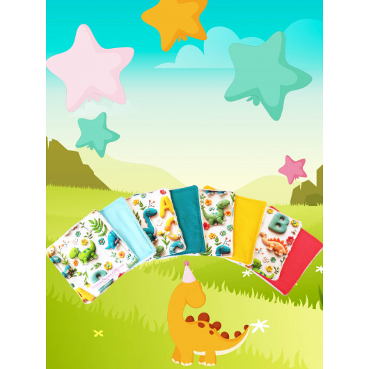 Grandes lingettes lavables DINOSAURES - 3D (lot de 8)