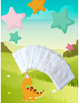 Grandes lingettes lavables DINOSAURES - 3D (lot de 8)