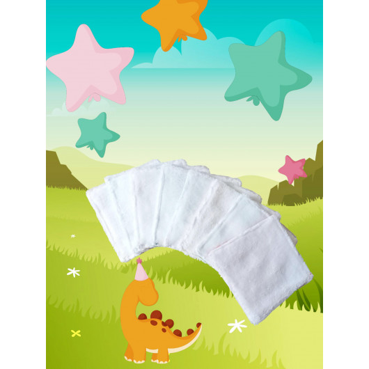 Grandes lingettes lavables DINOSAURES - 3D (lot de 8)