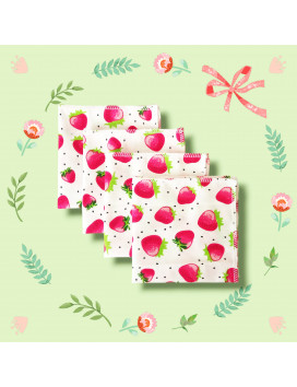 Grands mouchoirs en coton lavables et réutilisables - FRAISES