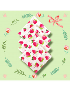 Grands mouchoirs en coton lavables et réutilisables - FRAISES