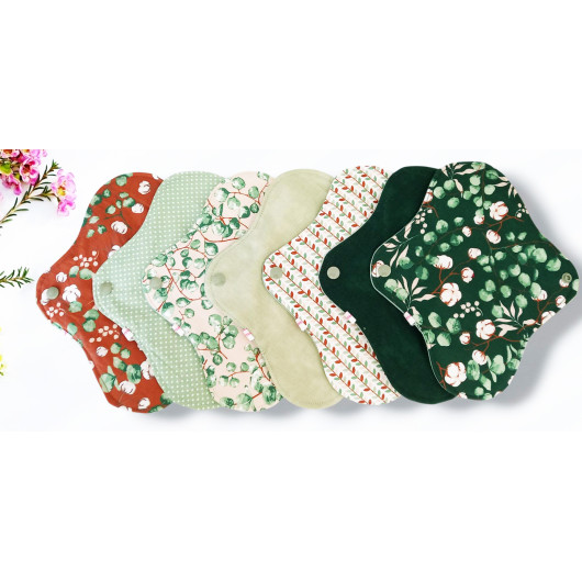 Pack 7 serviettes hygiéniques lavables EUCALYPTUS (M)