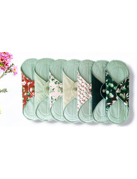 Pack 7 serviettes hygiéniques lavables EUCALYPTUS (M)