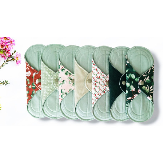 Pack 7 serviettes hygiéniques lavables EUCALYPTUS (M)