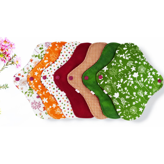 Pack of 7 washable sanitary towels - WILD FLOWERS (M)