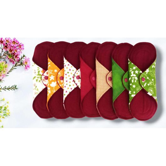 Pack 7 serviettes hygiéniques lavables - FLEURS DES CHAMPS (M)
