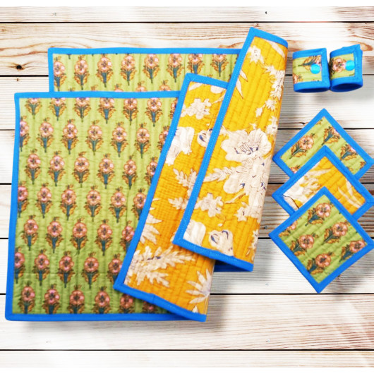 Sets de table avec sous-verres et ronds de serviette - TAWANG