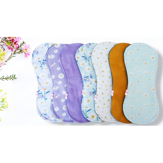 Pack 7 serviettes hygiéniques lavables sans ailettes DAISY (S)