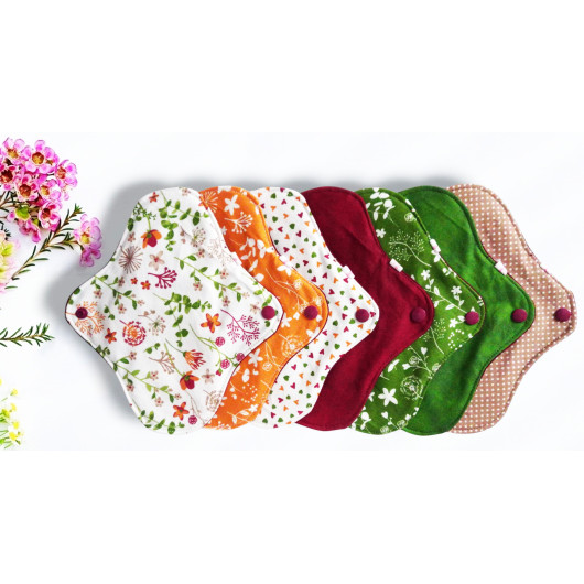 Pack 7 serviettes hygiéniques lavables - FLEURS DES CHAMPS (S)
