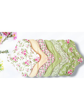 Pack 7 serviettes hygiéniques lavables - ROSES (M)