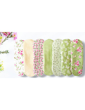 Pack 7 serviettes hygiéniques lavables - ROSES (M)