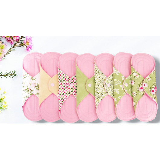 Pack 7 serviettes hygiéniques lavables - ROSES (M)