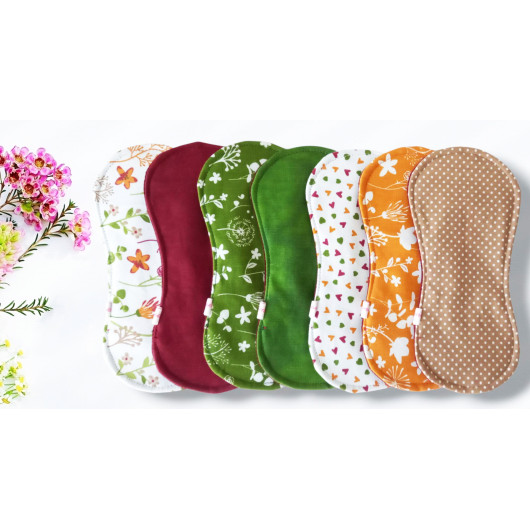 Pack 7 serviettes hygiéniques lavables sans ailettes - FLEURS DES CHAMPS (S)