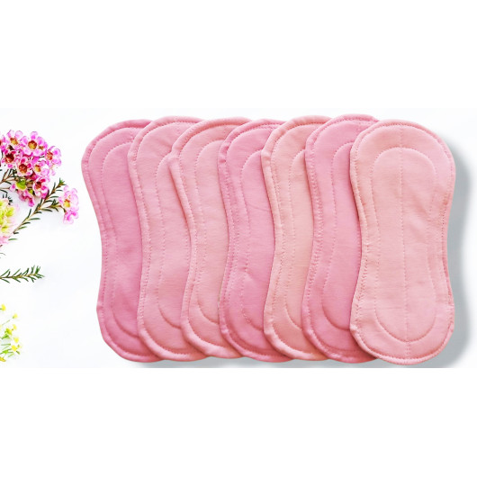 Pack 7 serviettes hygiéniques lavables sans ailettes - ROSES (S)