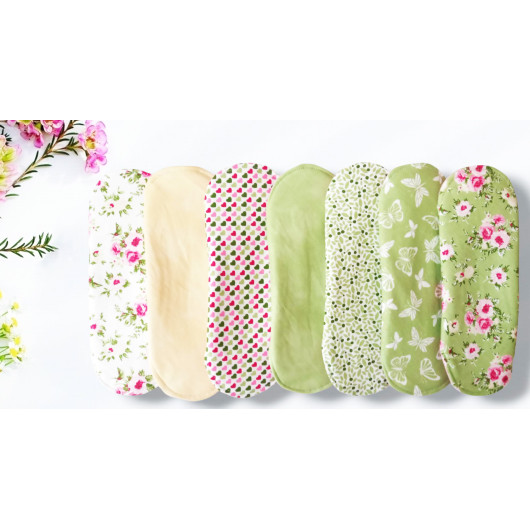 Pack 7 serviettes hygiéniques lavables - ROSES (S)