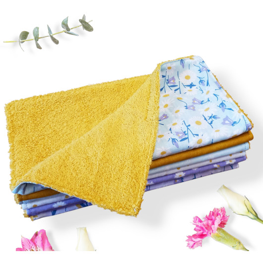 Essuie - tout lavable - PÂQUERETTES (7 feuilles)