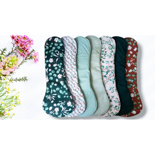 Pack 7 serviettes hygiéniques lavables EUCALYPTUS (XL/ NUIT)