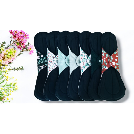 Pack 7 serviettes hygiéniques lavables EUCALYPTUS (XL/ NUIT)