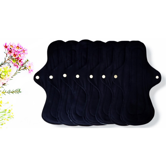 Pack 7 serviettes hygiéniques lavables ROSES (XL/ NUIT)