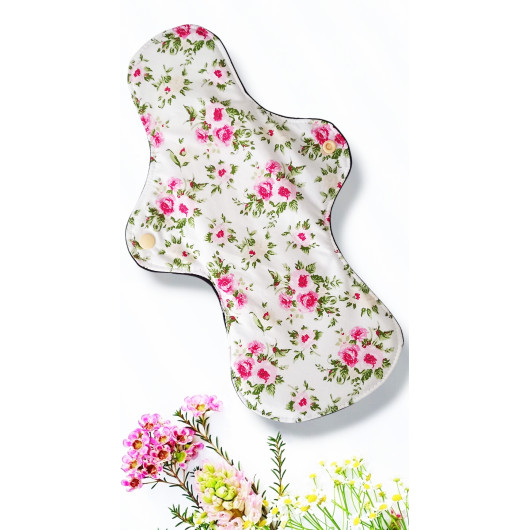 Pack 7 serviettes hygiéniques lavables ROSES (XL/ NUIT)