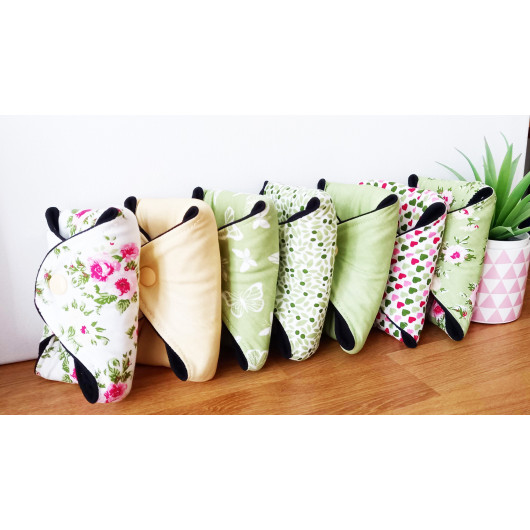 Pack 7 serviettes hygiéniques lavables ROSES (XL/ NUIT)