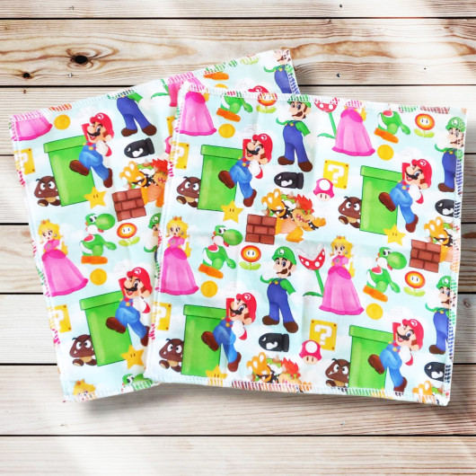 Mouchoirs en coton lavables et réutilisables - SUPER MARIO (22 x 22 cm)