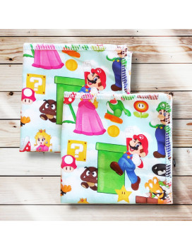 Fazzoletti di cotone lavabili e riutilizzabili - SUPER MARIO (22 x 22 cm)