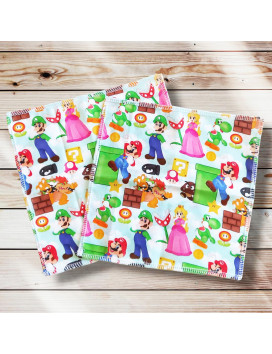 Mouchoirs en coton lavables et réutilisables - SUPER MARIO (20 x 20 cm)