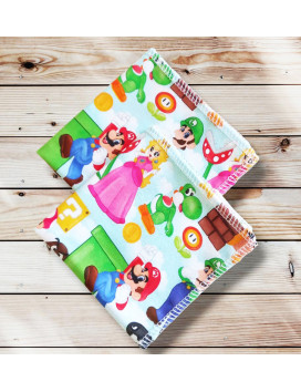 Mouchoirs en coton lavables et réutilisables - SUPER MARIO (20 x 20 cm)