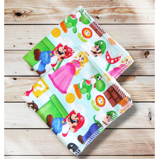 Mouchoirs en coton lavables et réutilisables - SUPER MARIO (20 x 20 cm)