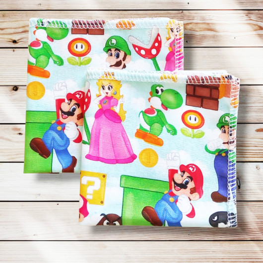 Fazzoletti di cotone lavabili e riutilizzabili - SUPER MARIO (20 x 20 cm)