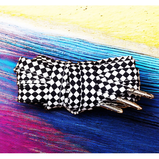 Paar Stoffschnürsenkel - KASSE (schwarz-weiß)