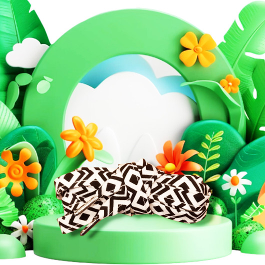 Paire de lacets en tissu - AZTECA (noir et blanc)