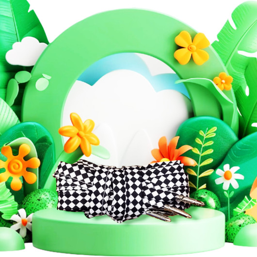 Paar stoffen veters - UITCHECKEN (zwart-wit)