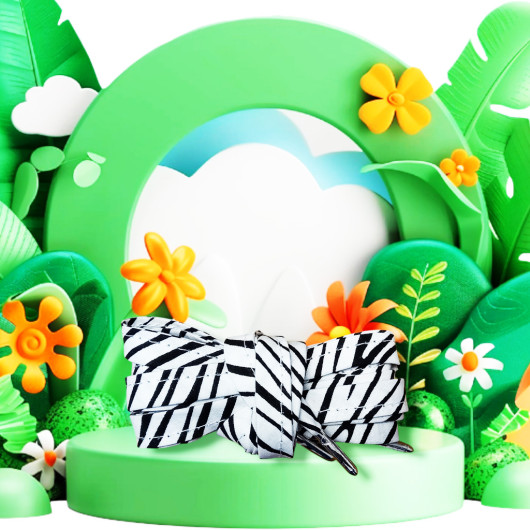 Paire de lacets en tissu - ZEBRE (noir et blanc)