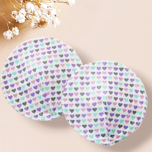 Coussinets d'allaitement lavables - COEURS TENDRES