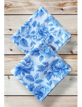 Mouchoirs en coton lavables et réutilisables - BRIDGERTON COBALT (20 x 20 cm)