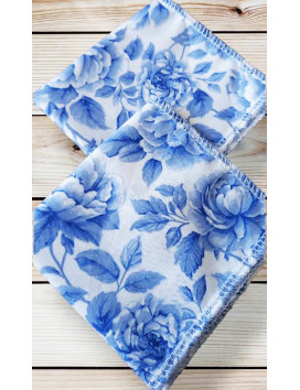 Mouchoirs en coton lavables et réutilisables - BRIDGERTON COBALT (20 x 20 cm)