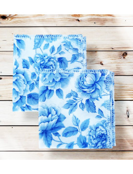 Mouchoirs en coton lavables et réutilisables - BRIDGERTON COBALT (20 x 20 cm)