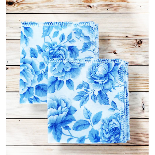 Washable and reusable cotton handkerchiefs - BRIDGERTON COBALT (20 x 20 cm)