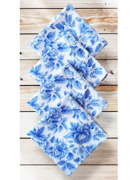 Mouchoirs en coton lavables et réutilisables - BRIDGERTON COBALT