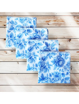 Mouchoirs en coton lavables et réutilisables - BRIDGERTON COBALT