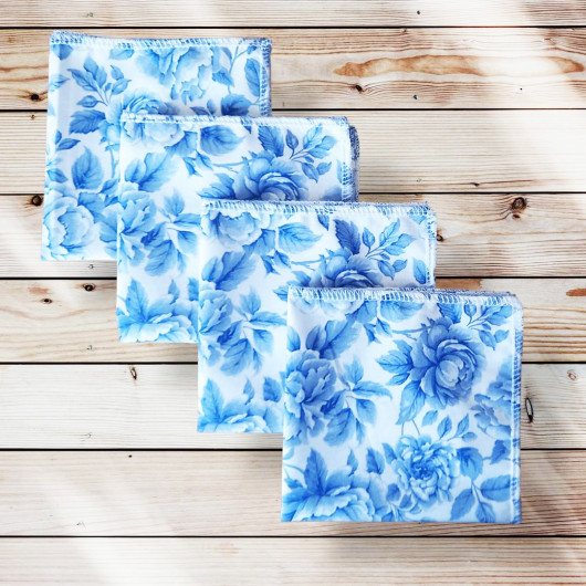 Washable and reusable cotton handkerchiefs - BRIDGERTON COBALT