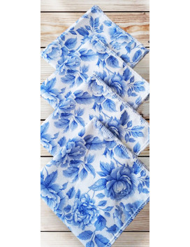 Mouchoirs en coton lavables et réutilisables - BRIDGERTON COBALT